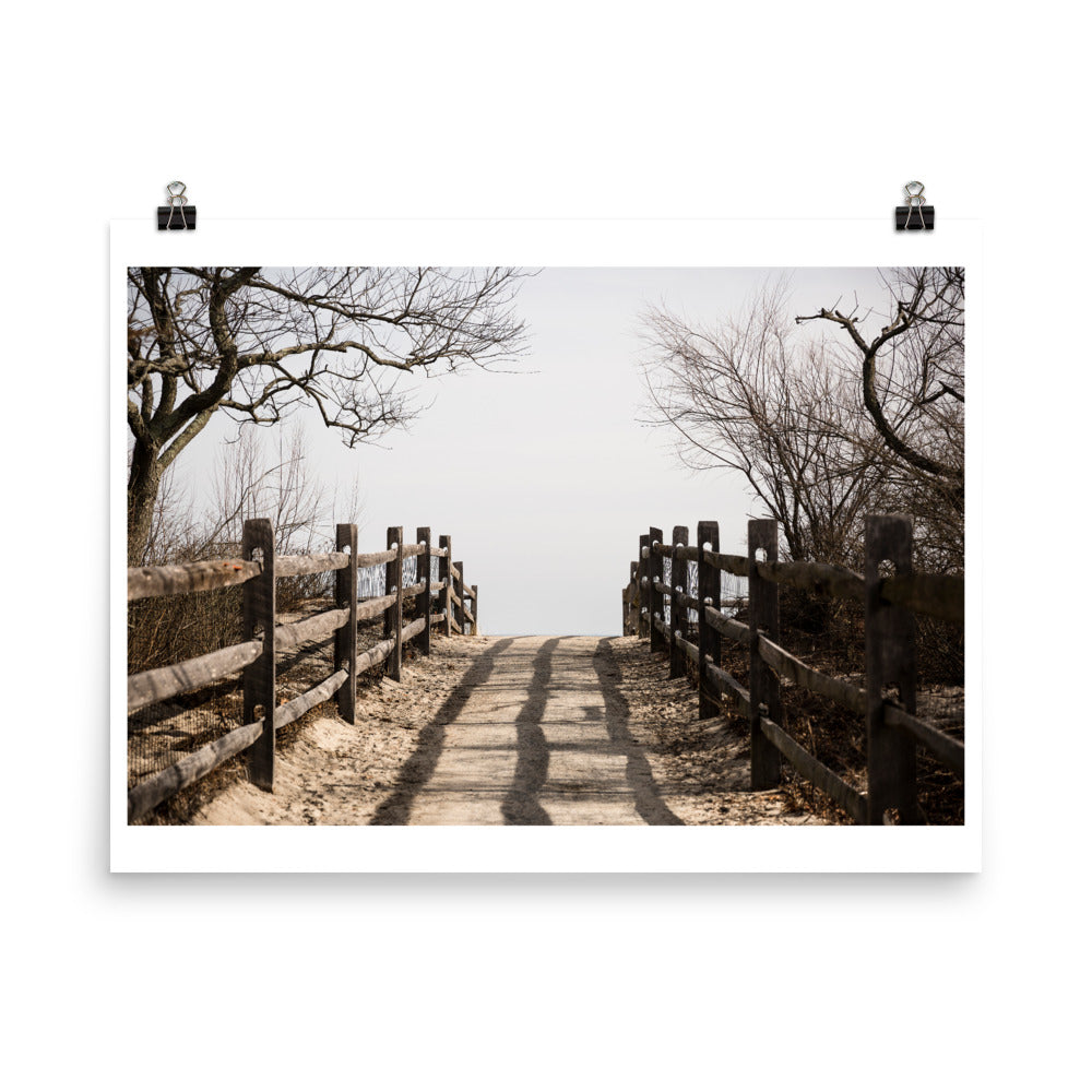 Wall art color photography print poster of a beach walkway at Tod's Point Greenwich Connecticut CT