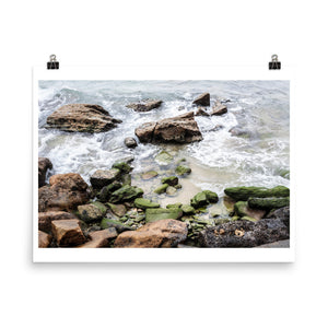 Wall art color photography print poster of rocks on a beach in Sydney Australia