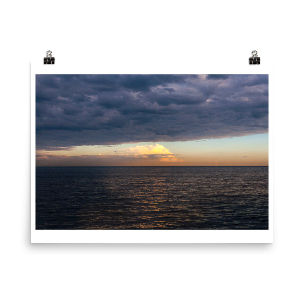 Wall art color photography print poster of sunset at Sydney harbour in dramatic skies