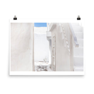 Wall art color photography print poster of Mykonos architecture whitewashed wall 