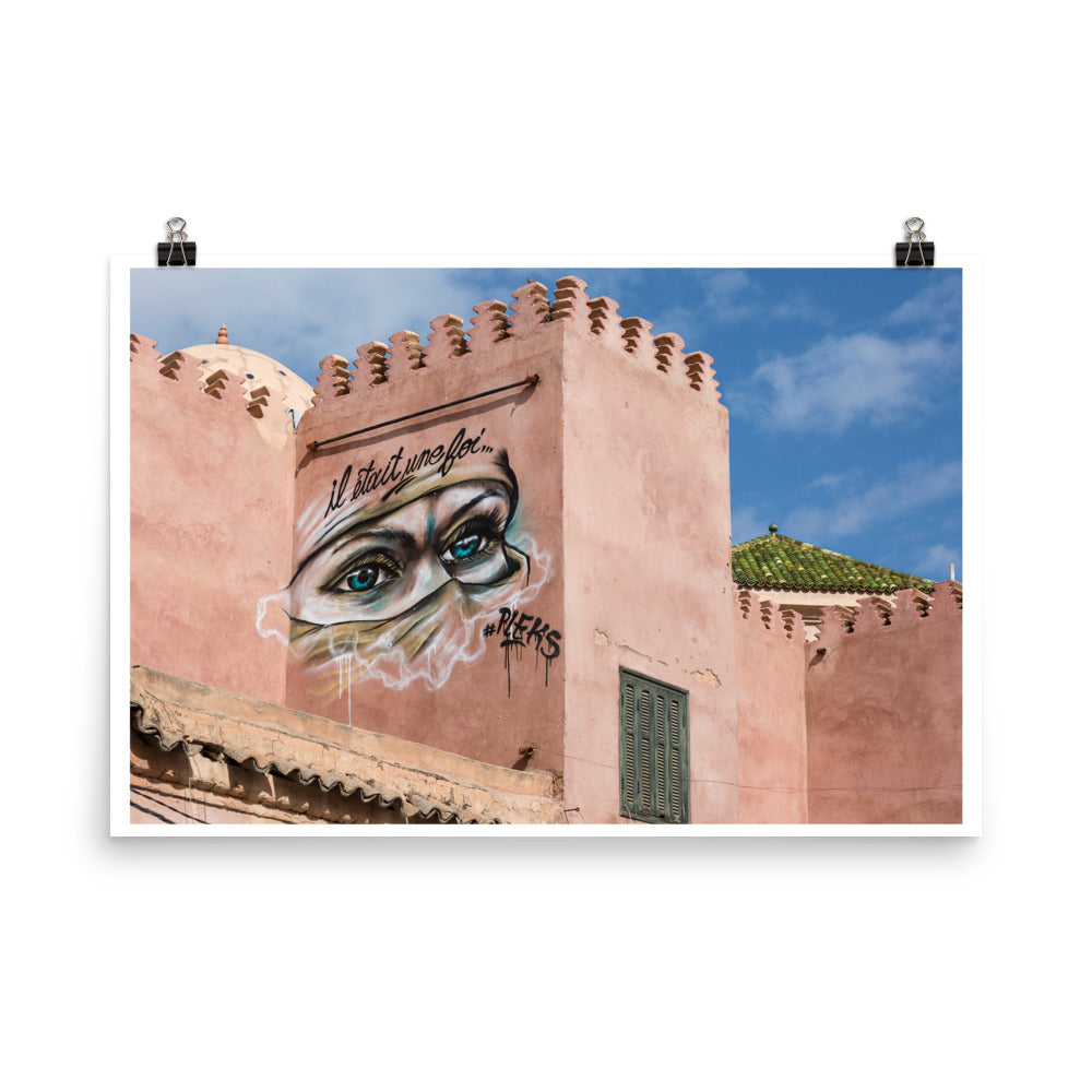 Wall art color photography print poster of a graffiti wall in Marrakech Morocco