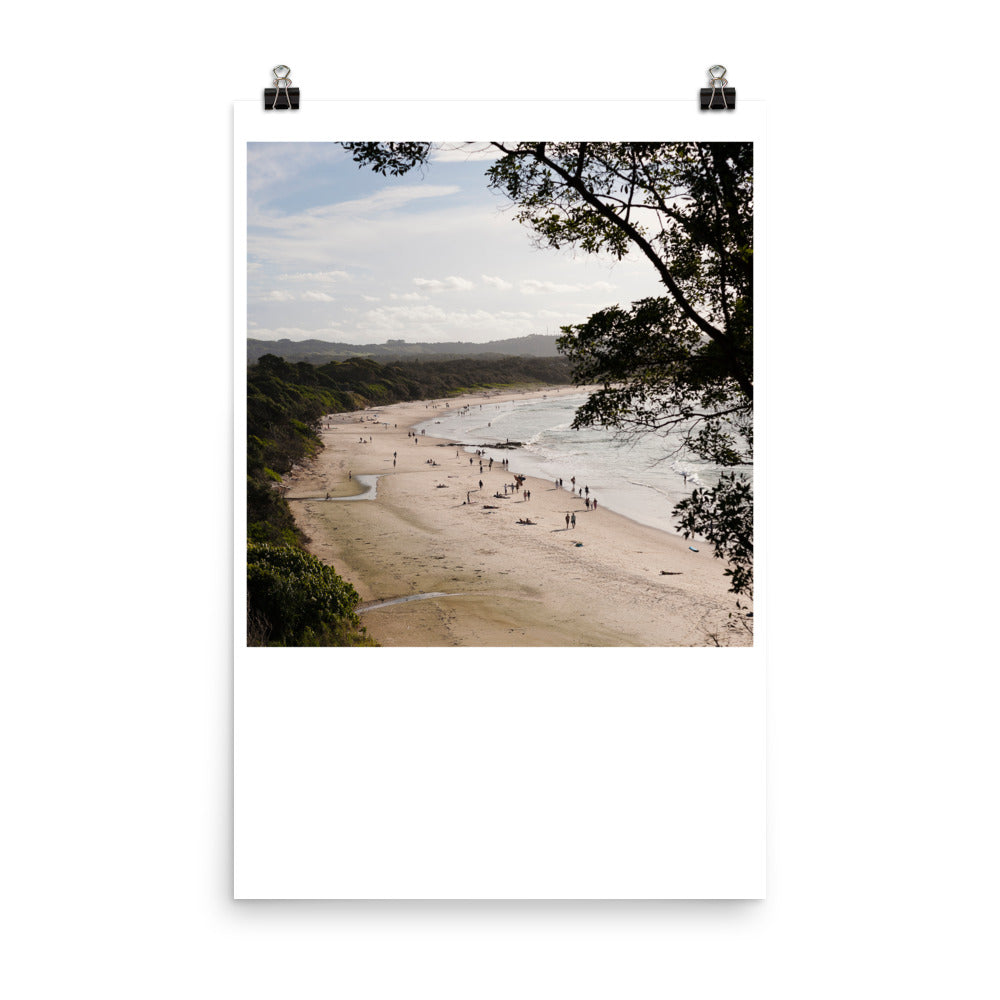 Wall art color photography print poster of surfers at The Pass in Byron Bay beach Australia