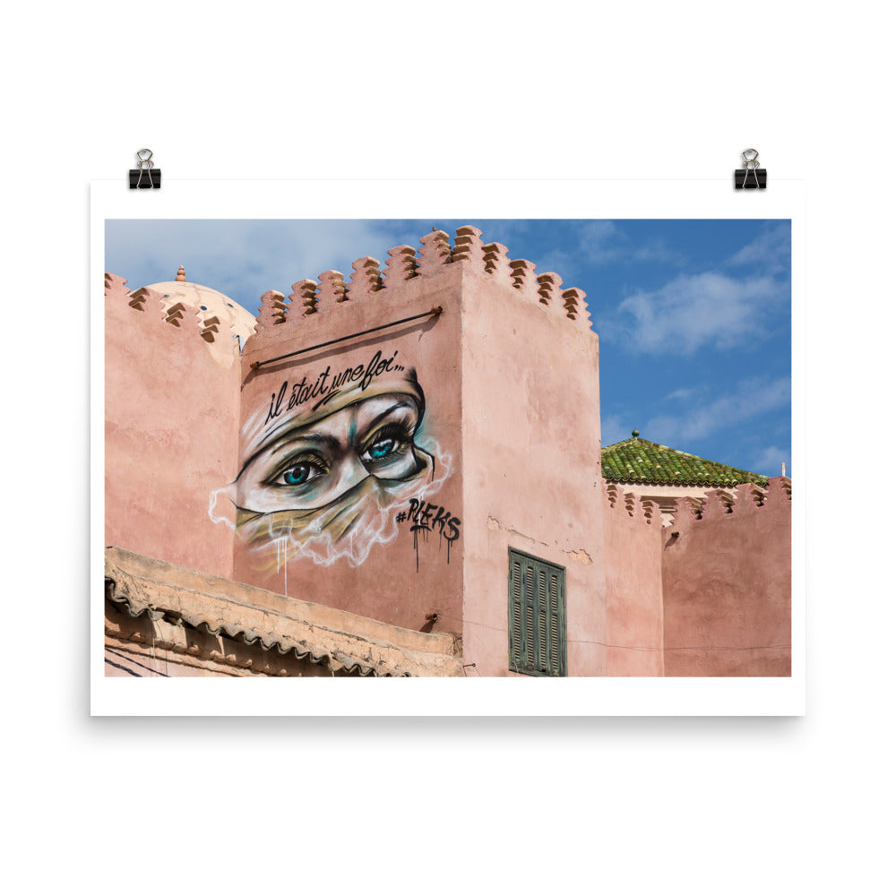 Wall art color photography print poster of a graffiti wall in Marrakech Morocco