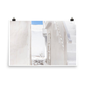 Wall art color photography print poster of Mykonos architecture whitewashed wall 