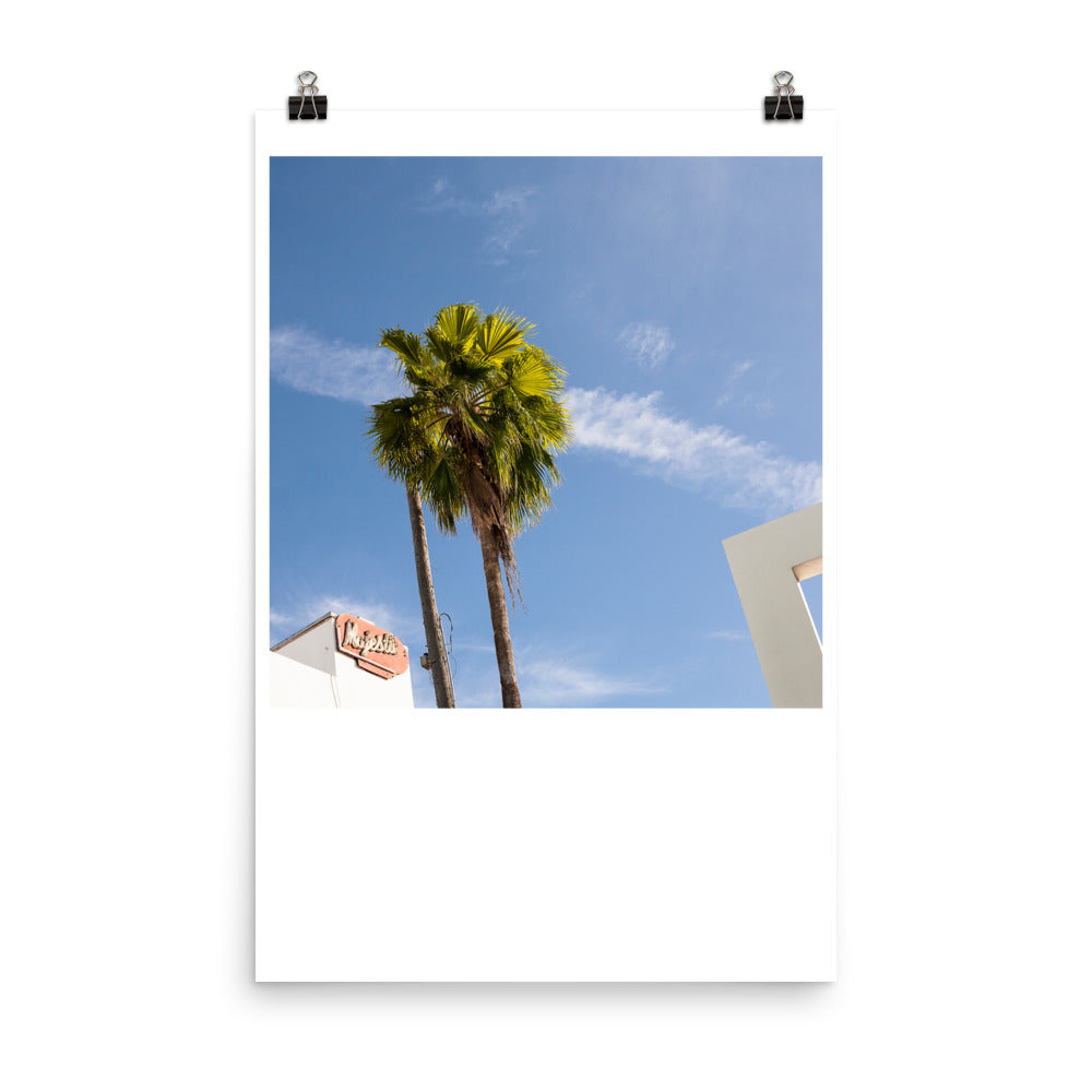 Wall art color photography print poster of palm trees and architecture in Miami Florida