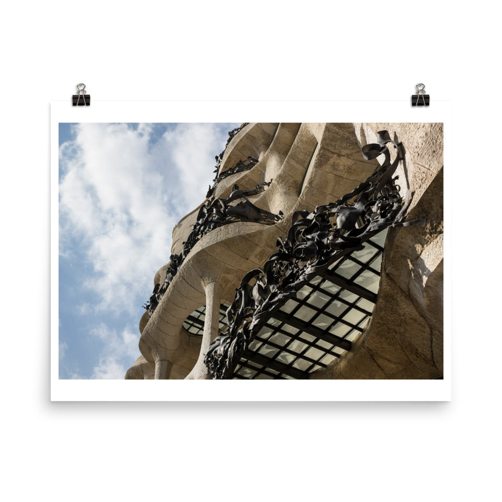 Art print poster of La Pedrera building in Barcelona, Gaudi