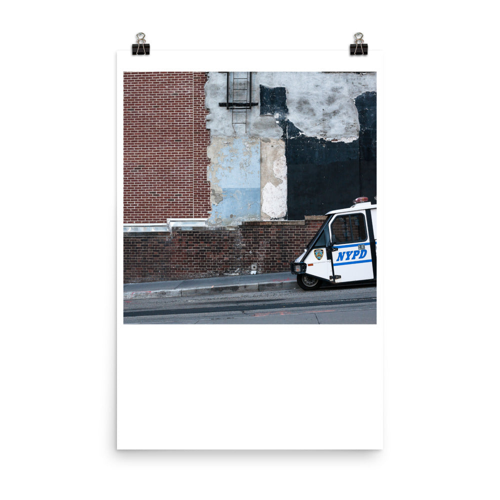 Wall art color photography print poster of NYPD vehicle in lower Manhattan NYC